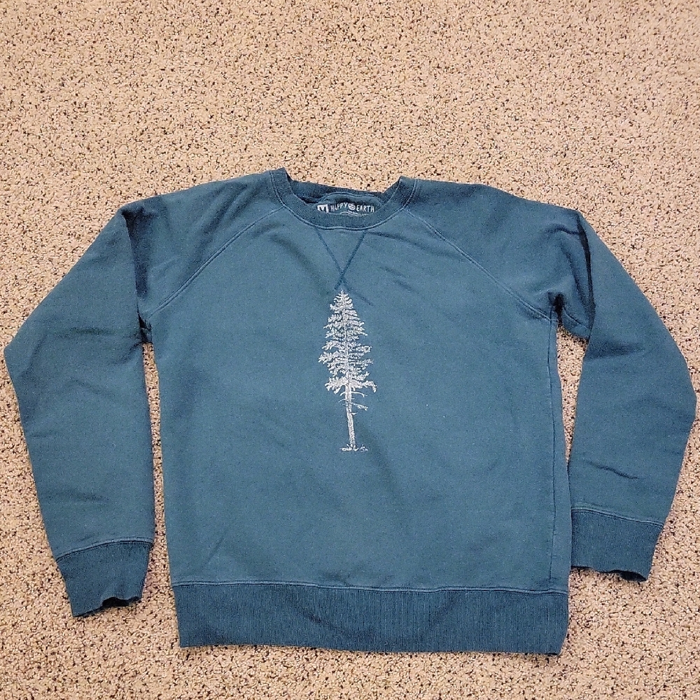 Mate The Label Happy Earth Crew Neck Sweater Sweatshirt Organic Cotton Medium